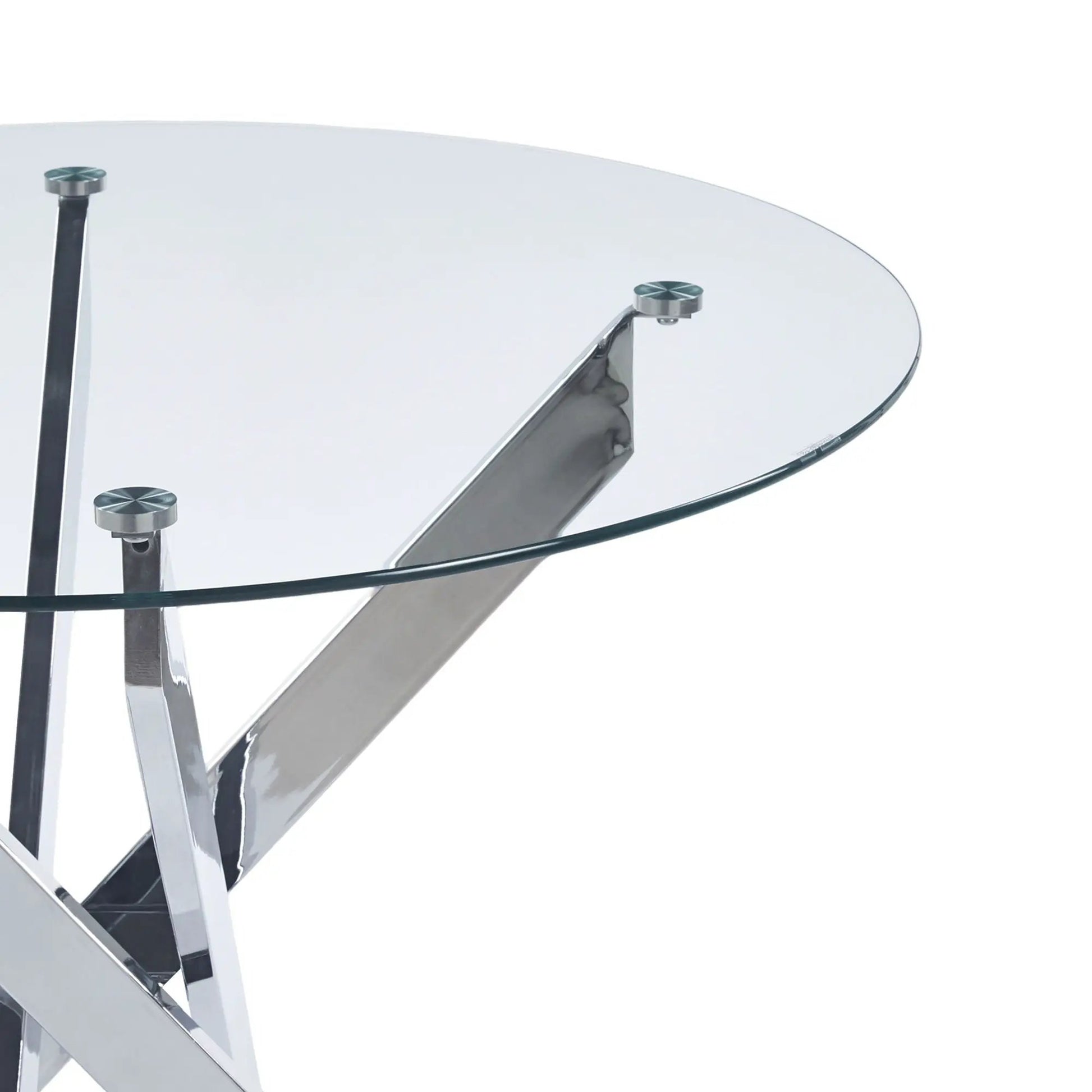 Dining table with cross metal legs and tempered glass, modern space-saving kitchen table on Tampa Home & Garden Store