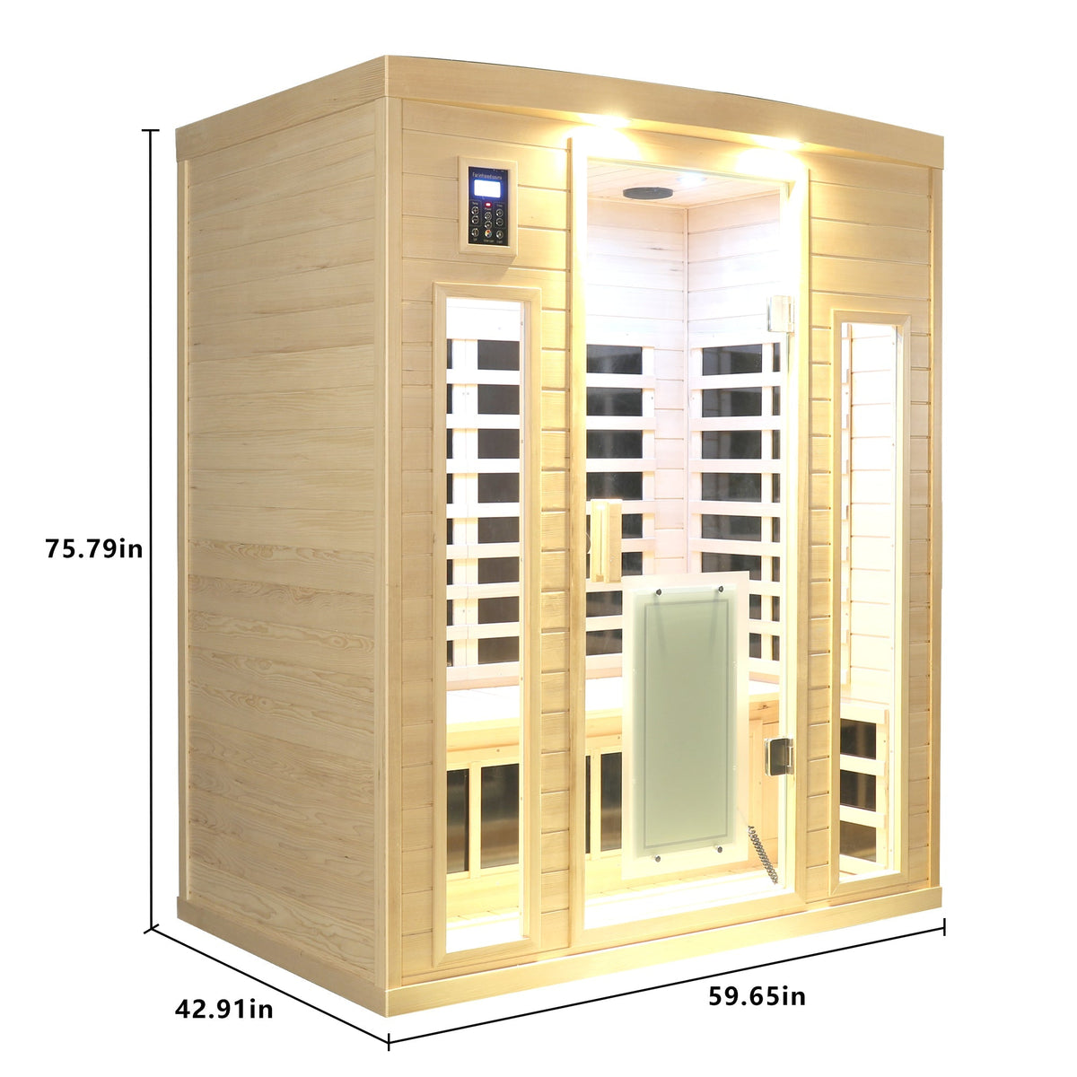 Low EMF Three-Person Far-Infrared Sauna Room with Glass Door in Hemlock Wood by HouseOfZazla on Tampa Home & Garden Store