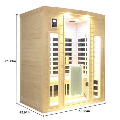 Low EMF Three-Person Far-Infrared Sauna Room with Glass Door in Hemlock Wood by HouseOfZazla on Tampa Home & Garden Store