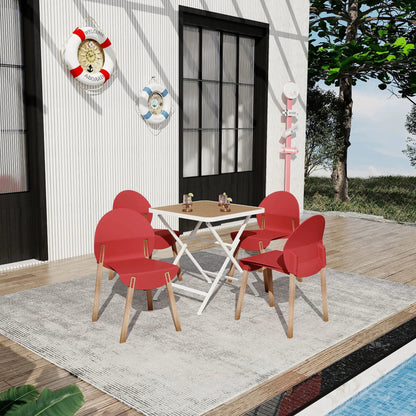 4 piece outdoor red folding chair set with square folding table by Unique Piece Furniture on Tampa Home & Garden Store