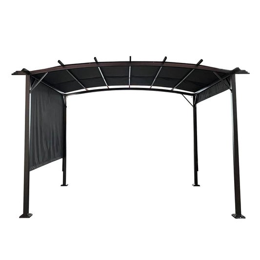 Outdoor pergola gazebo with steel frame retractable dark canopy by Unique Piece Furniture on Tampa Home & Garden Store
