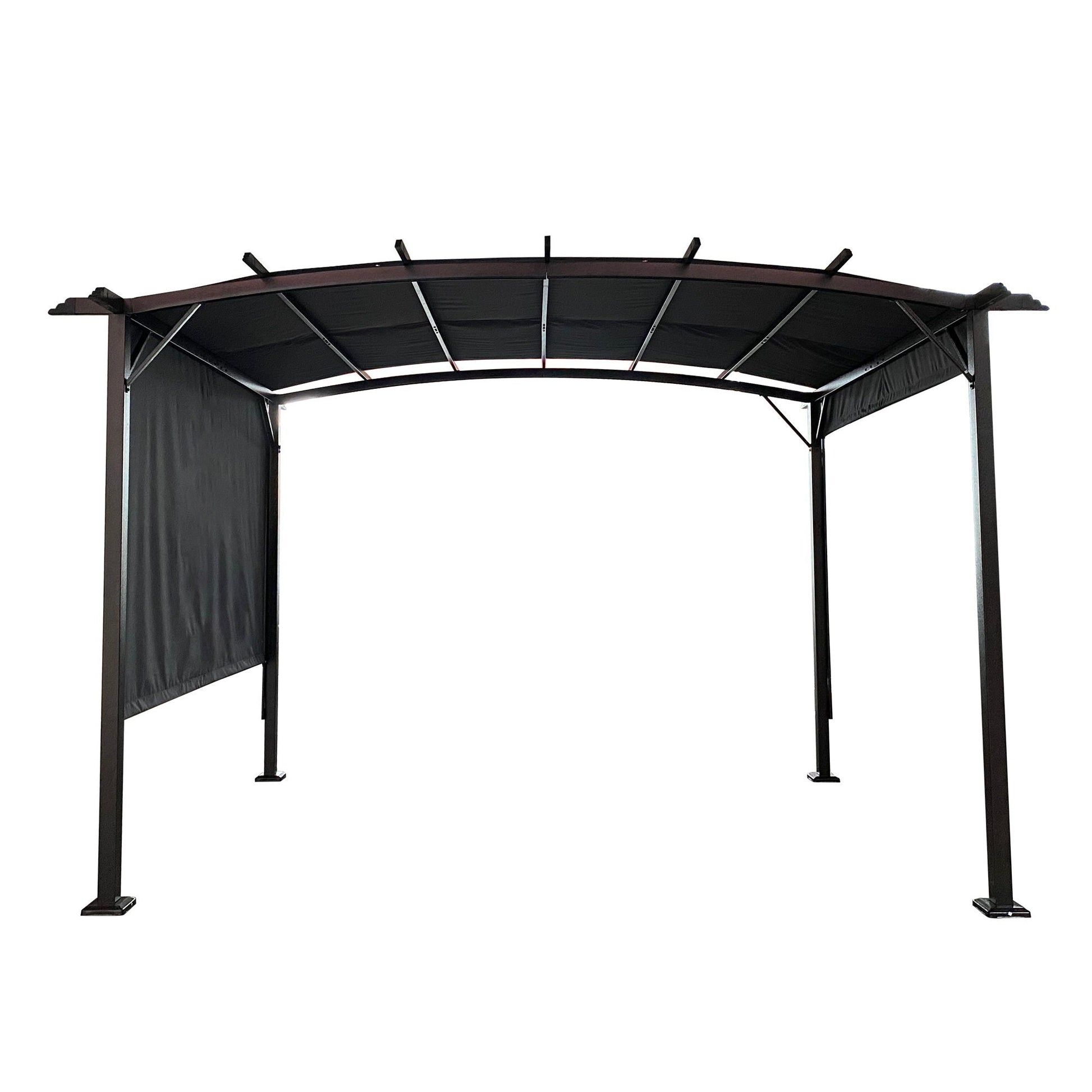Outdoor patio pergola gazebo with steel frame sun shelter and retractable canopy on Tampa Home & Garden Store