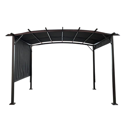 Outdoor patio pergola gazebo with steel frame sun shelter and retractable canopy on Tampa Home & Garden Store