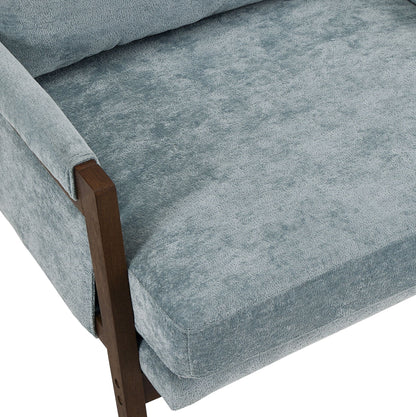 Kelly Mid-Century Velvet Blue Armchair for Home
