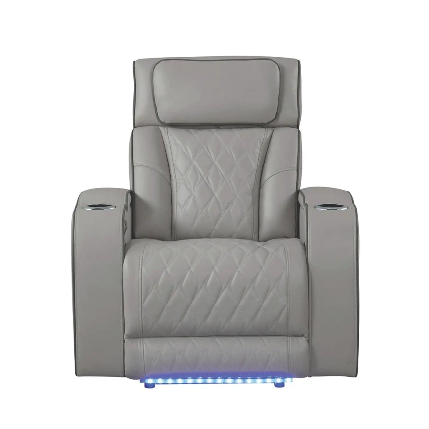 Fortuner power reclining chair gray quilted faux leather cupholders Unique Piece Furniture on Tampa Home & Garden Store