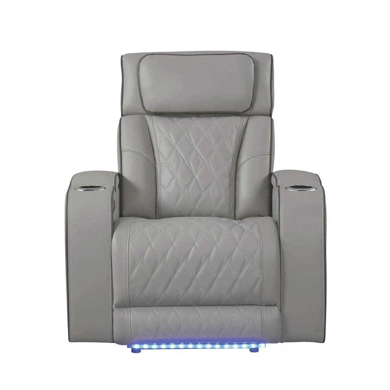 Fortuner power reclining chair gray quilted faux leather cupholders Unique Piece Furniture on Tampa Home & Garden Store