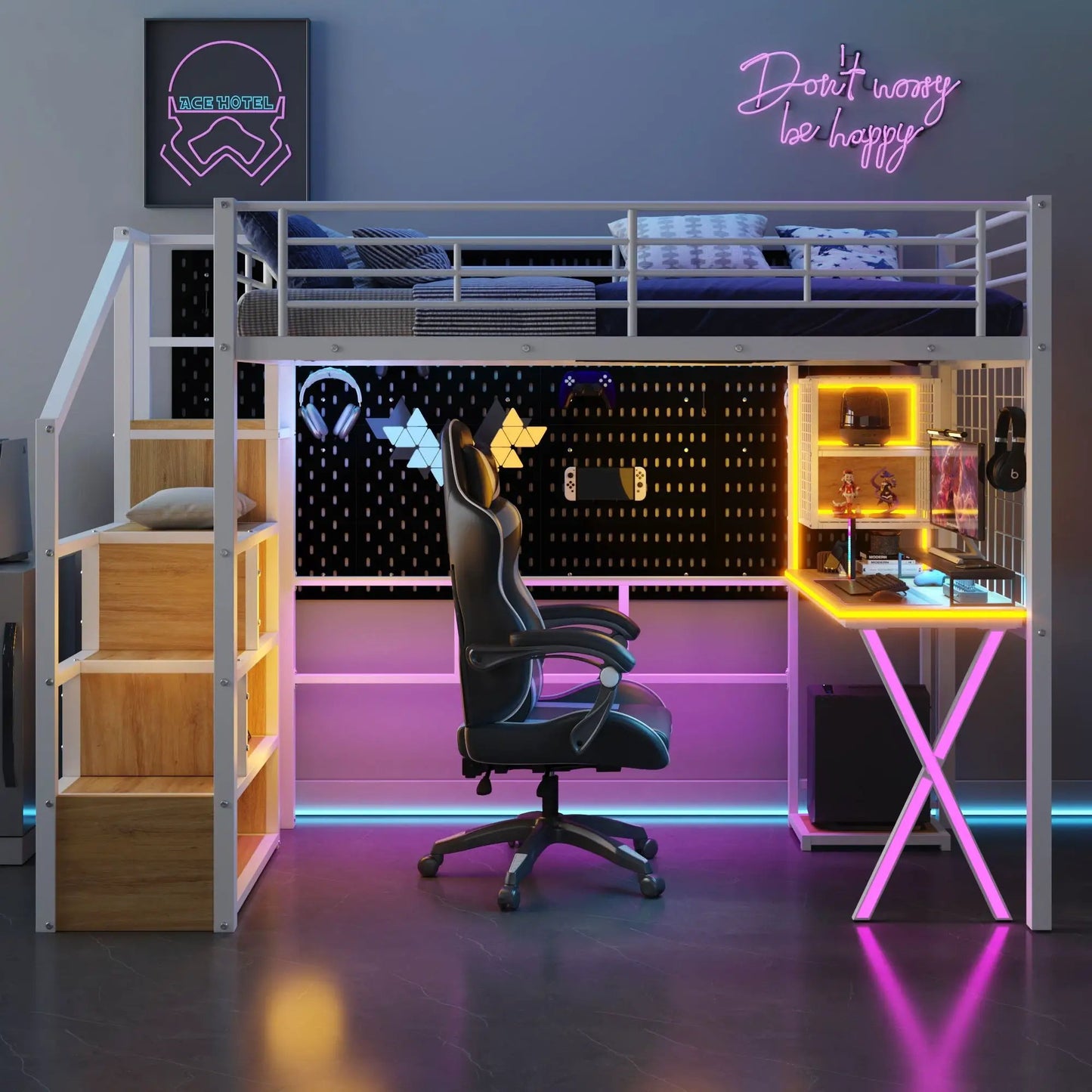 Loft Bed With Built In Workstation and Wardrobe