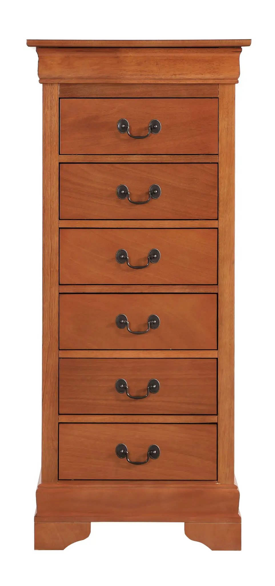 Traditional Lingerie Storage Chest in warm wood with black cup pulls by Unique Piece Furniture on Tampa Home & Garden Store