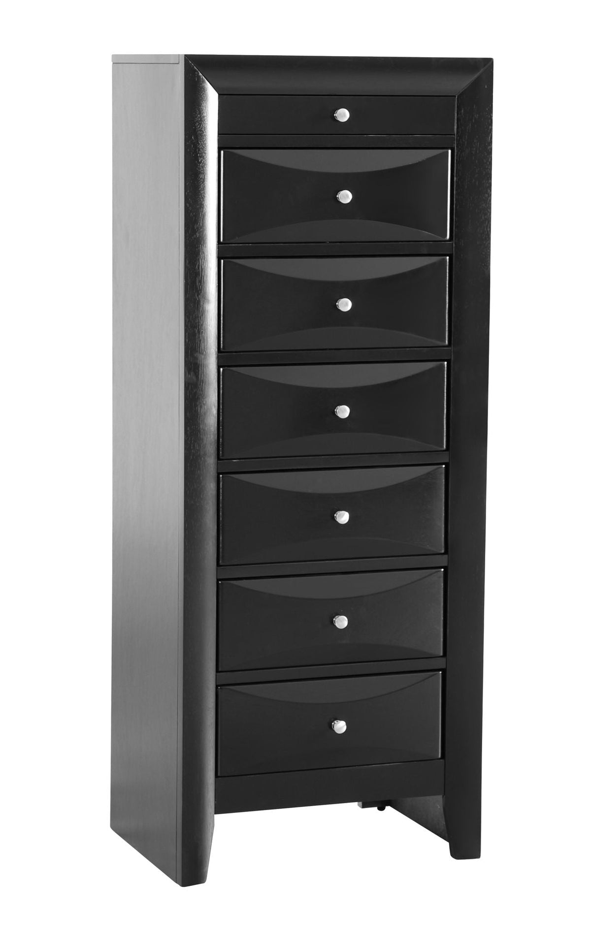 7 Drawer Lingerie Chest HouseOfZazla in black with silver knob pulls on Tampa Home & Garden Store
