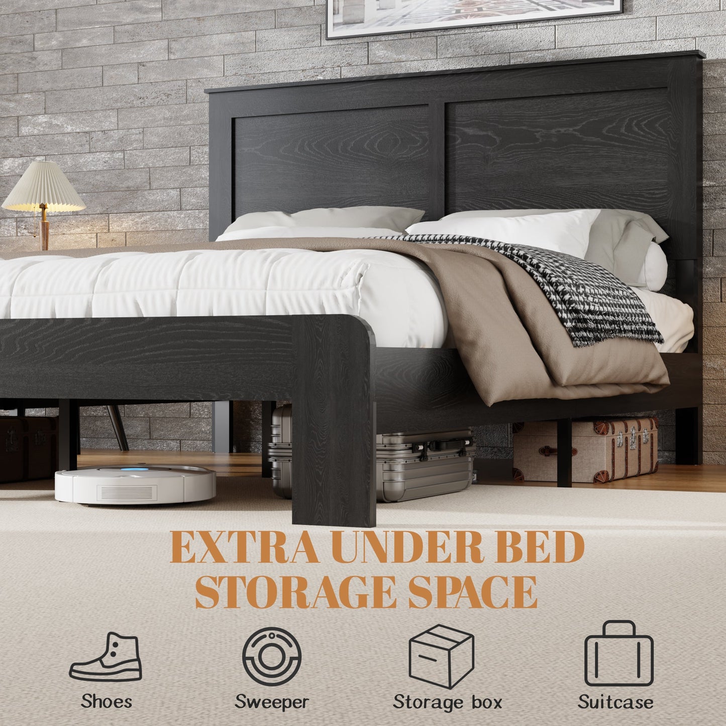 Full Size Sturdy Wooden Platform Bed Frame