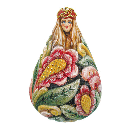 Flower Maiden Bell Sculpted Christmas Ornament by G. DeBrekht with red and gold accents on Tampa Home & Garden Store