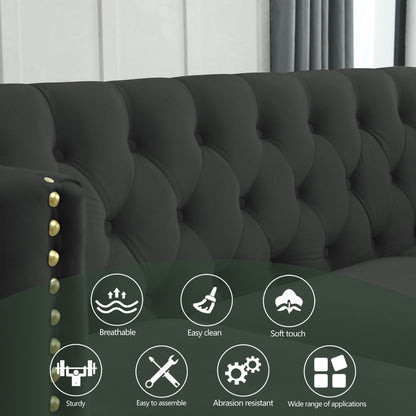 Modern Button Tufted Sofa With Nailhead Trim