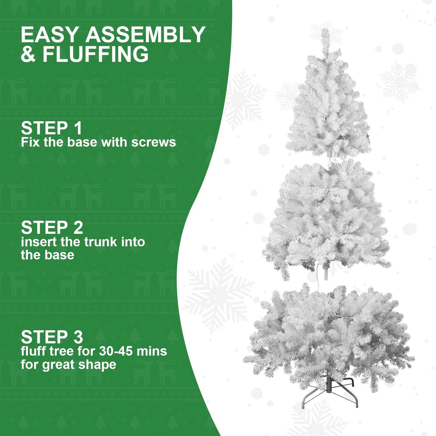 7ft white Christmas tree with memory wire and 1064 tips in step graphics on Tampa Home & Garden Store