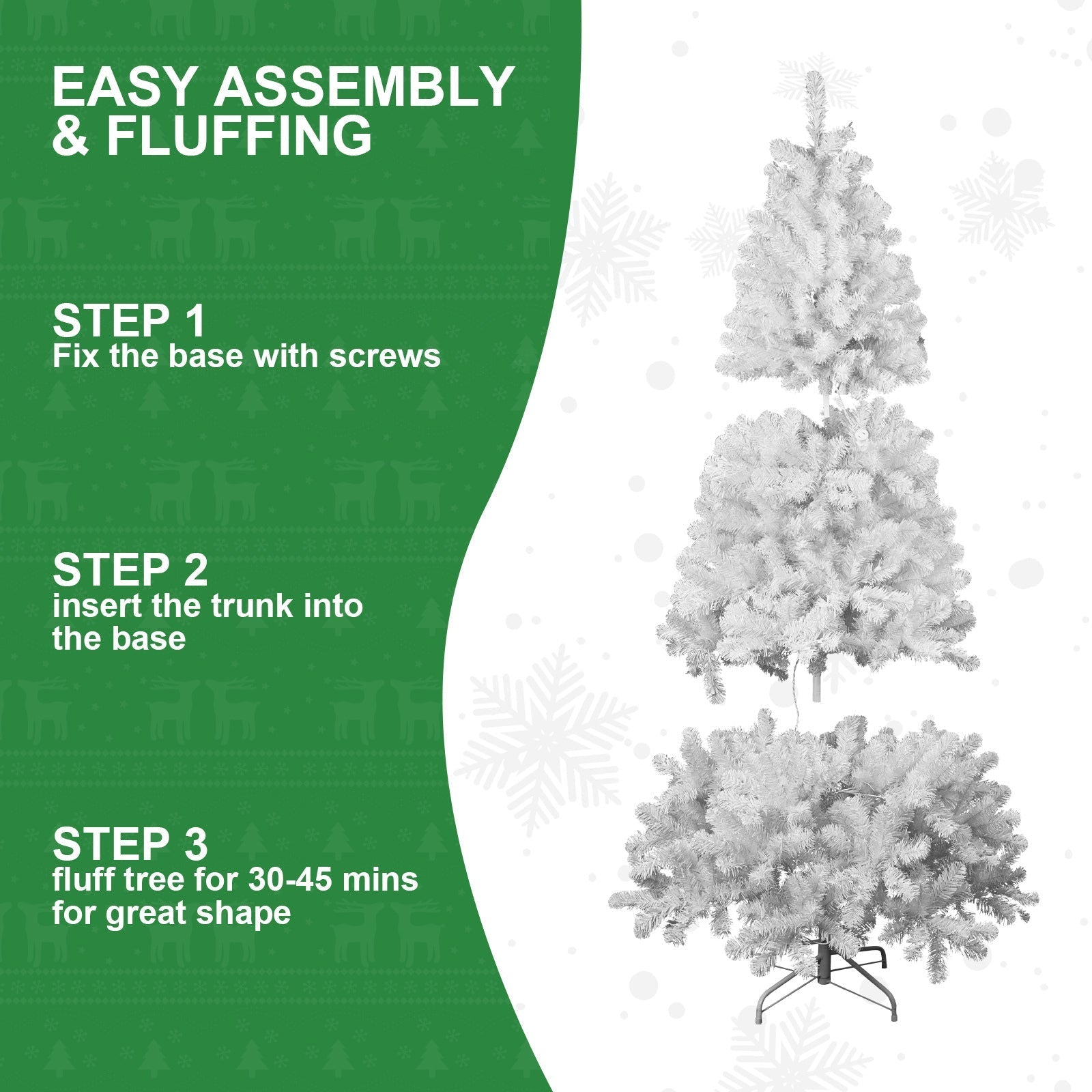 7ft white Christmas tree with memory wire and 1064 tips in step graphics on Tampa Home & Garden Store