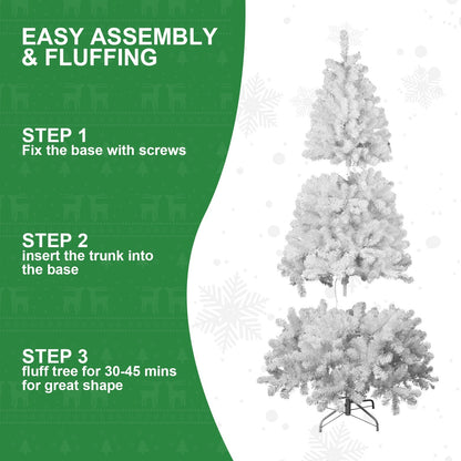 7ft white Christmas tree with memory wire and 1064 tips in step graphics on Tampa Home & Garden Store