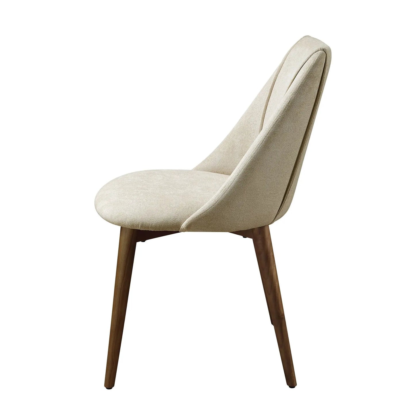 Willene polished microfiber side chair set of 2 in beige with wooden legs on Tampa Home & Garden Store
