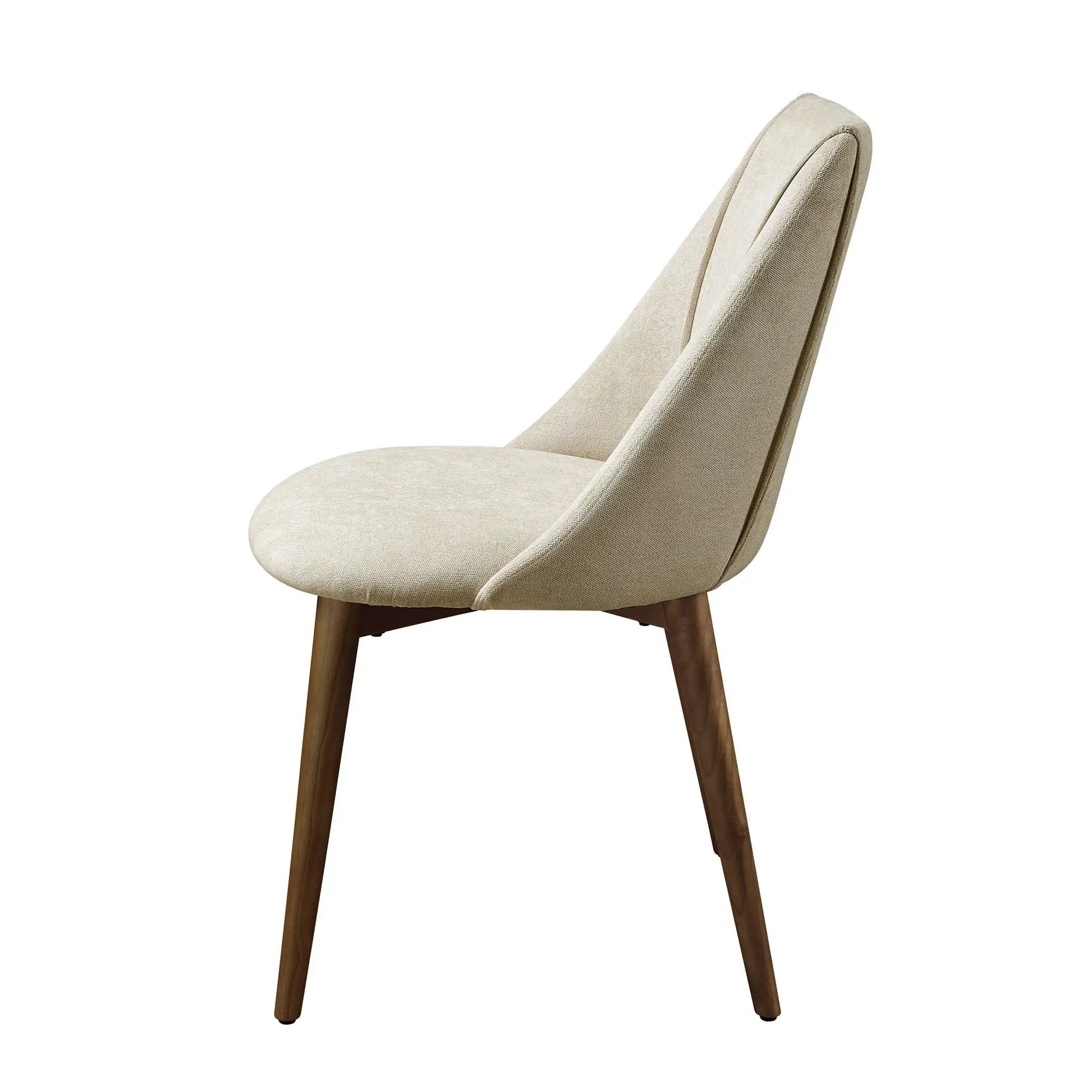 Willene polished microfiber side chair set of 2 in beige with wooden legs on Tampa Home & Garden Store