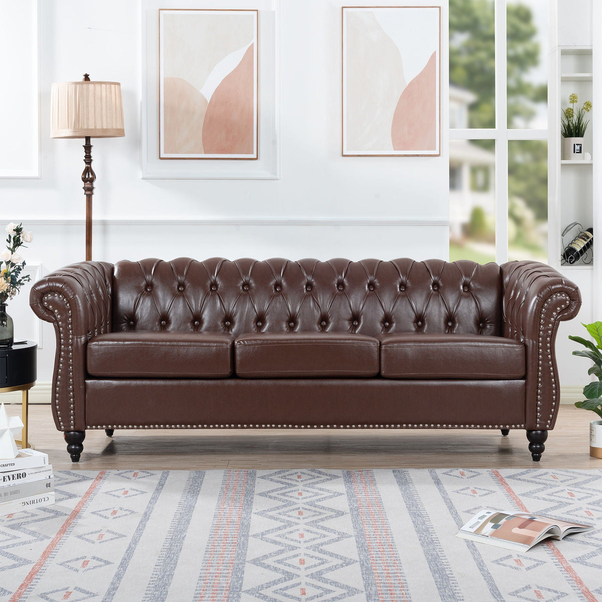 Rolled Arm Chesterfield Three Seater Sofa