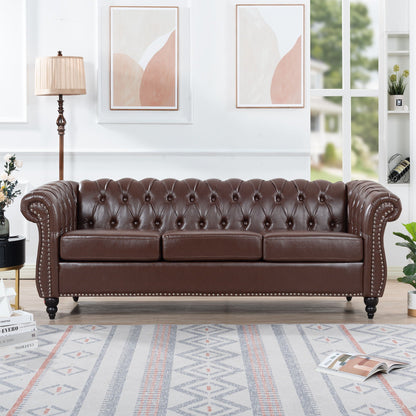 Rolled Arm Chesterfield Three Seater Sofa