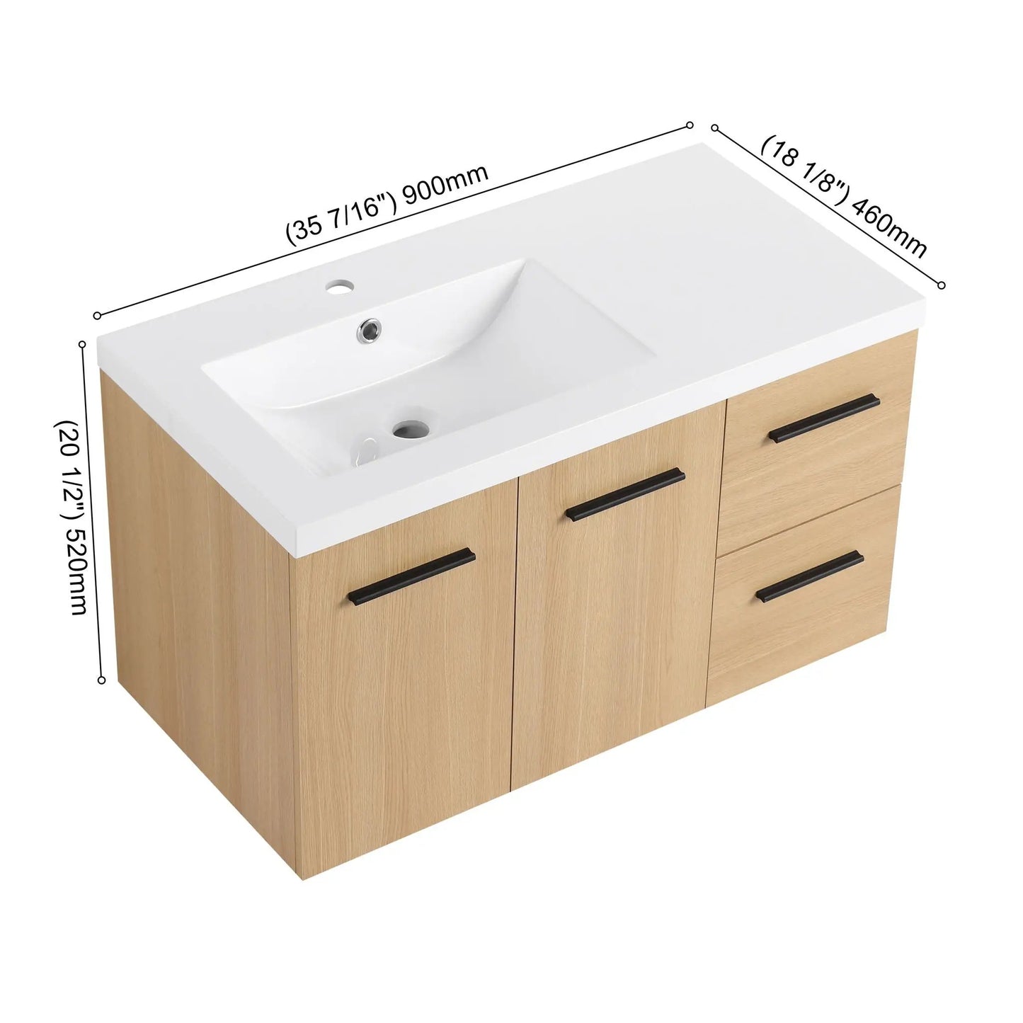 Wall Mounted Floating Vanity Sink and Drawers