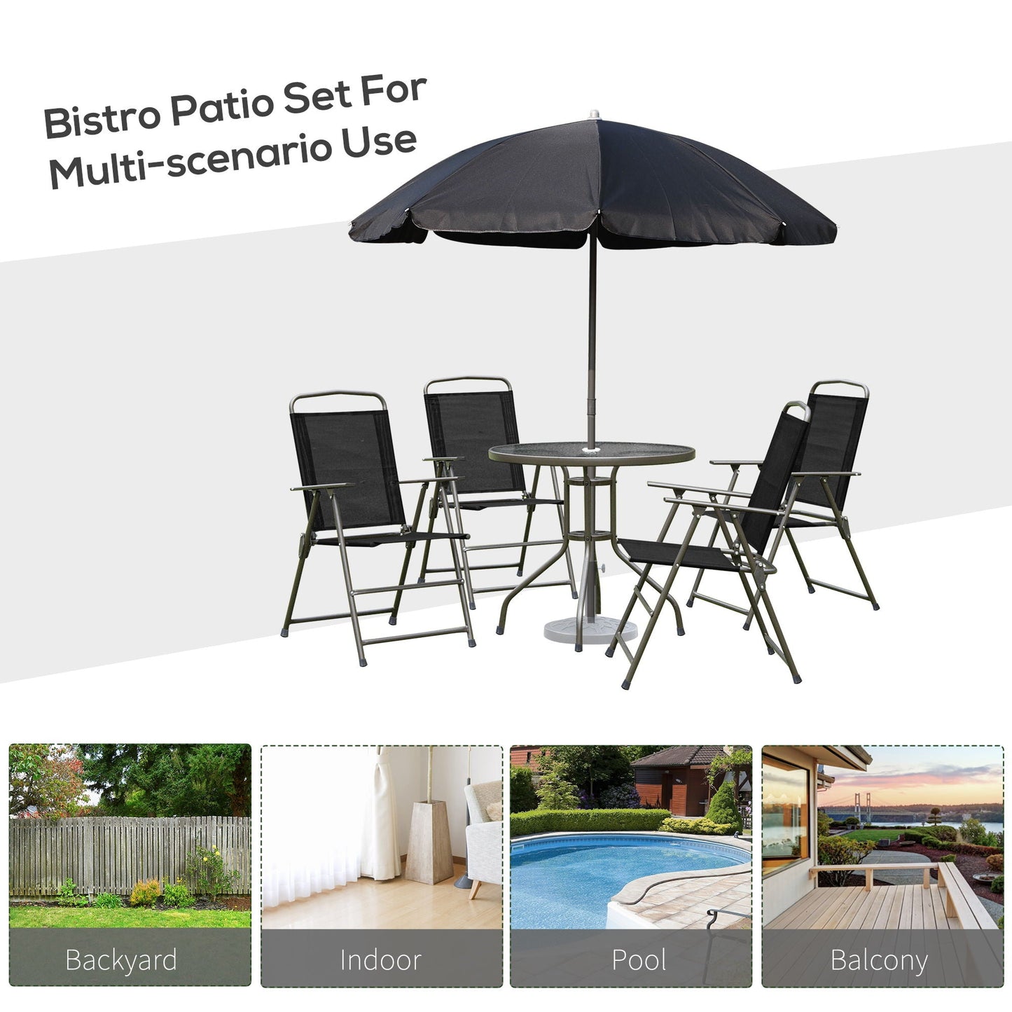 Outdoor Patio Dining Set with Folding Chairs