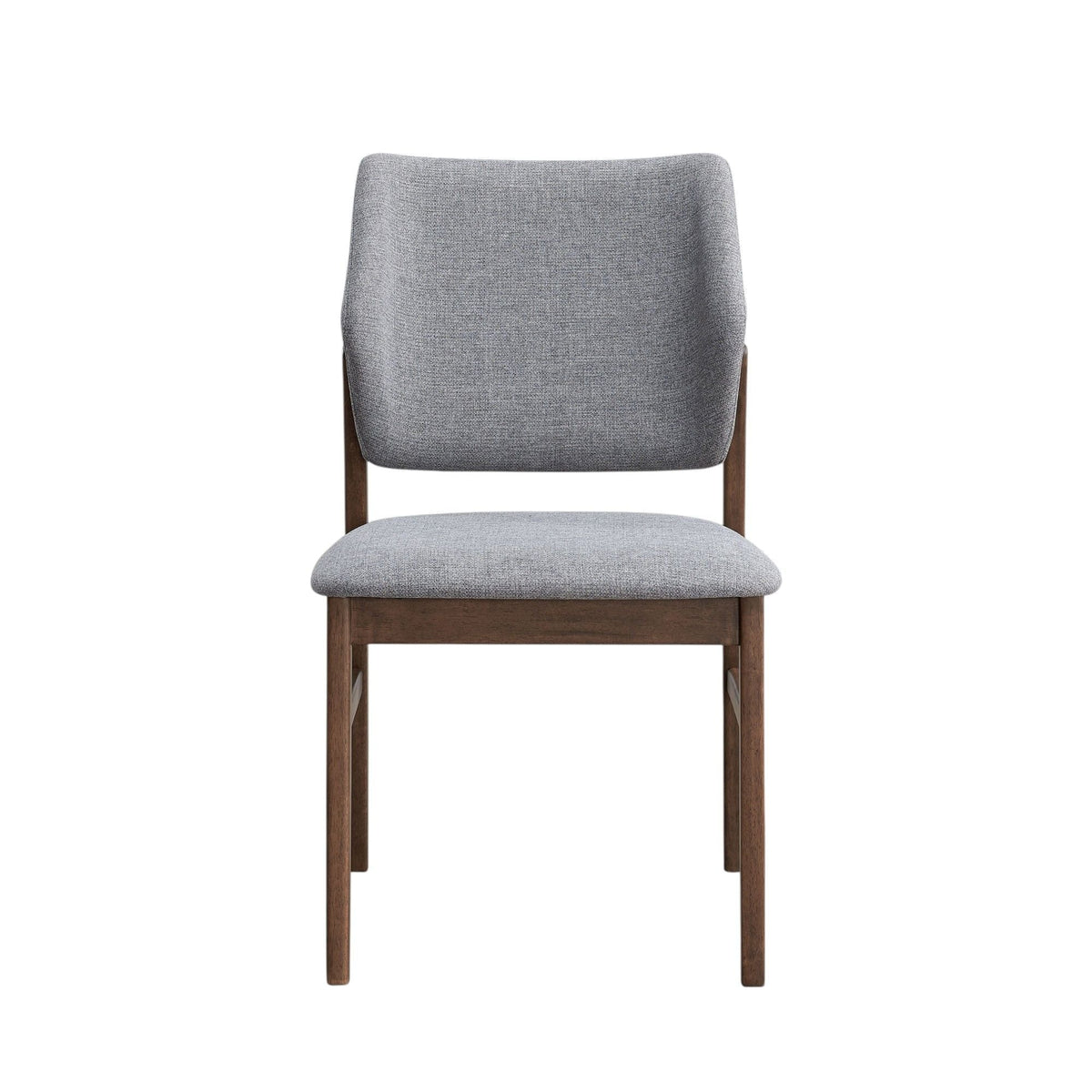 Padded seat side chair set of 2 in gray fabric with wooden legs by HouseOfZazla on Tampa Home & Garden Store