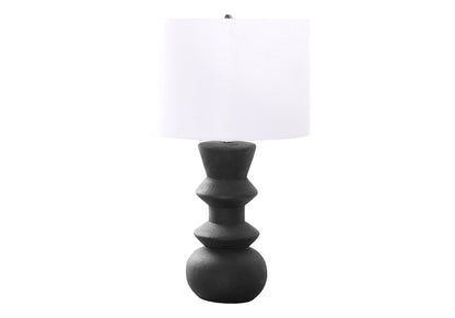 Table lamp by HouseOfZazla, contemporary ceramic with black sculpted base and white shade on Tampa Home & Garden Store