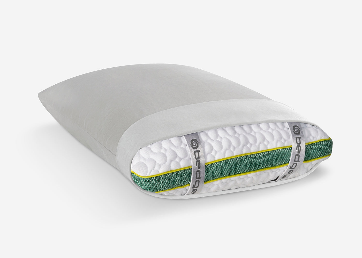 BedGear Astro Youth Rectangle Pillow White with grey straps and green-yellow accent band on Tampa Home & Garden Store