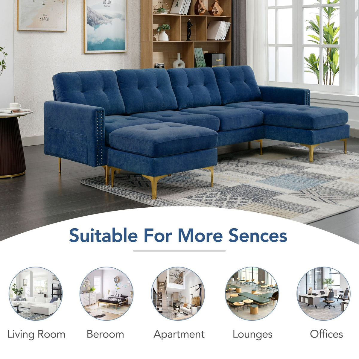 Modern Convertible Sectional Sofa and Ottoman