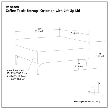 Rebecca Coffee Table Storage Ottoman Lift Lid