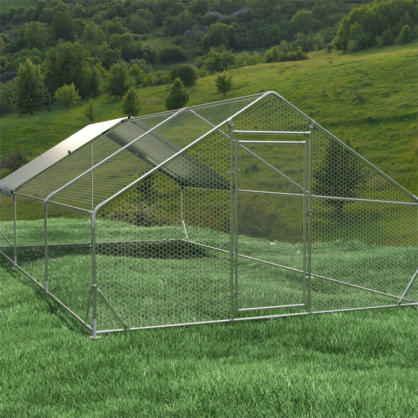 Large Metal Chicken Coop and Waterproof Cover
