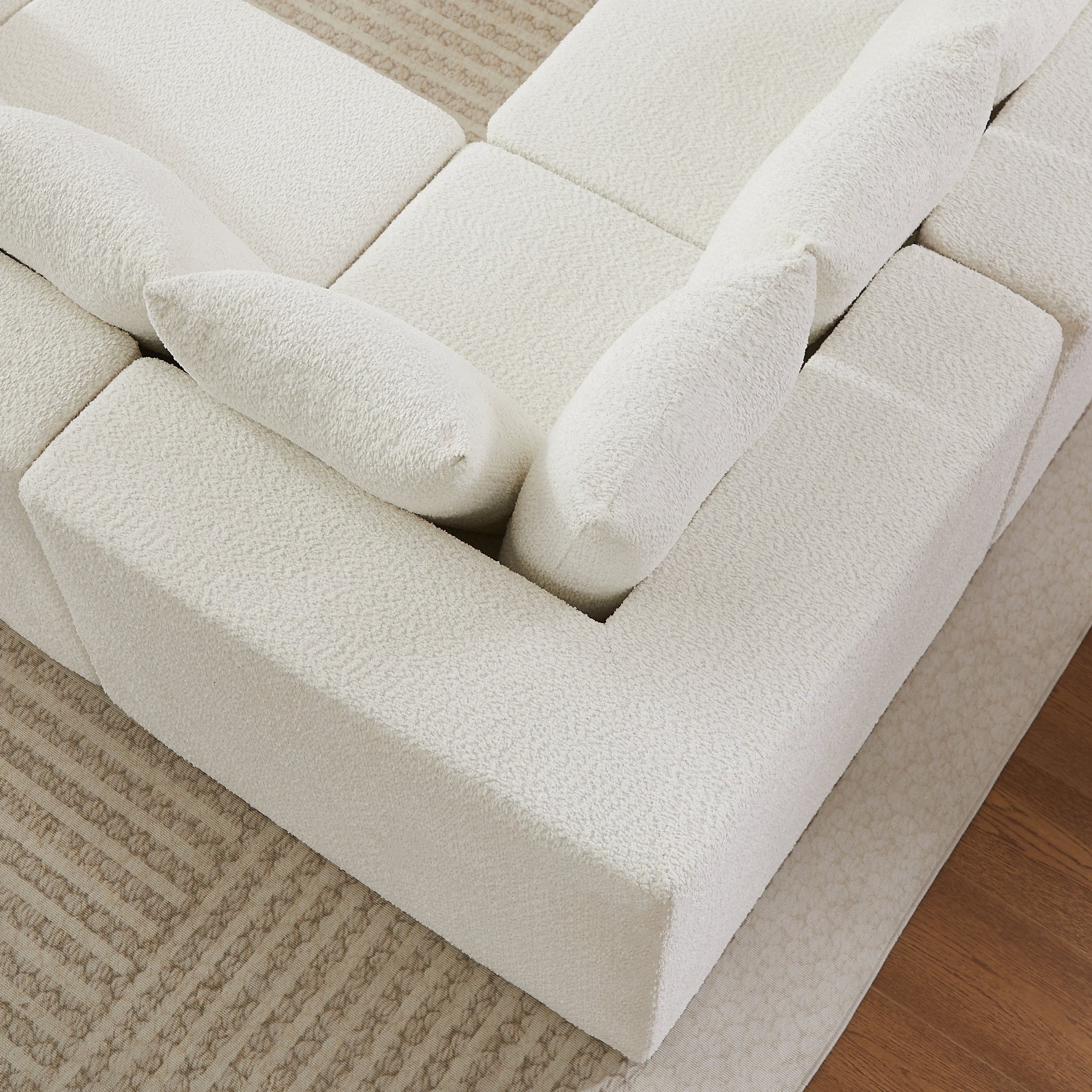151.6-Inch Extra-Large L-Shaped Chenille Sectional Sofa in ivory cream fabric by HouseOfZazla on Tampa Home & Garden Store