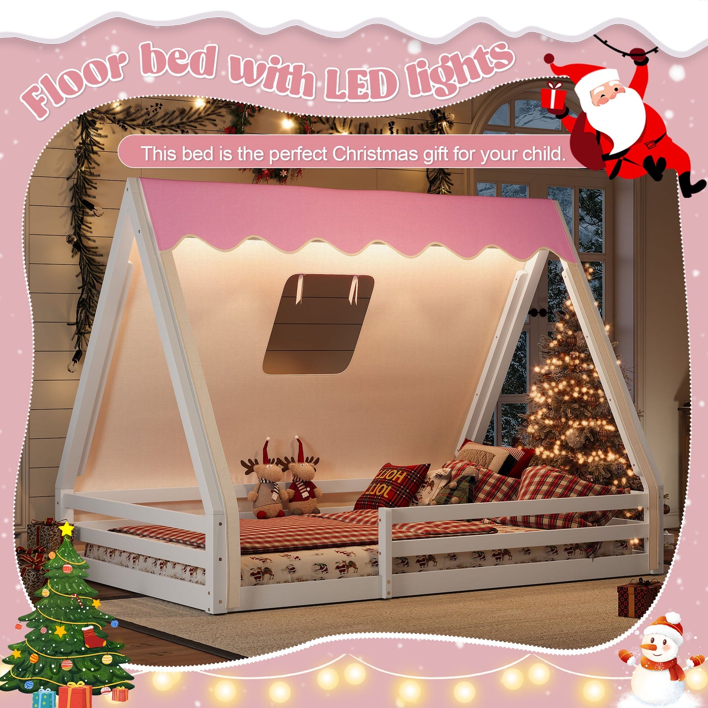 Youth House Floor Bed With Tent Light And Frame