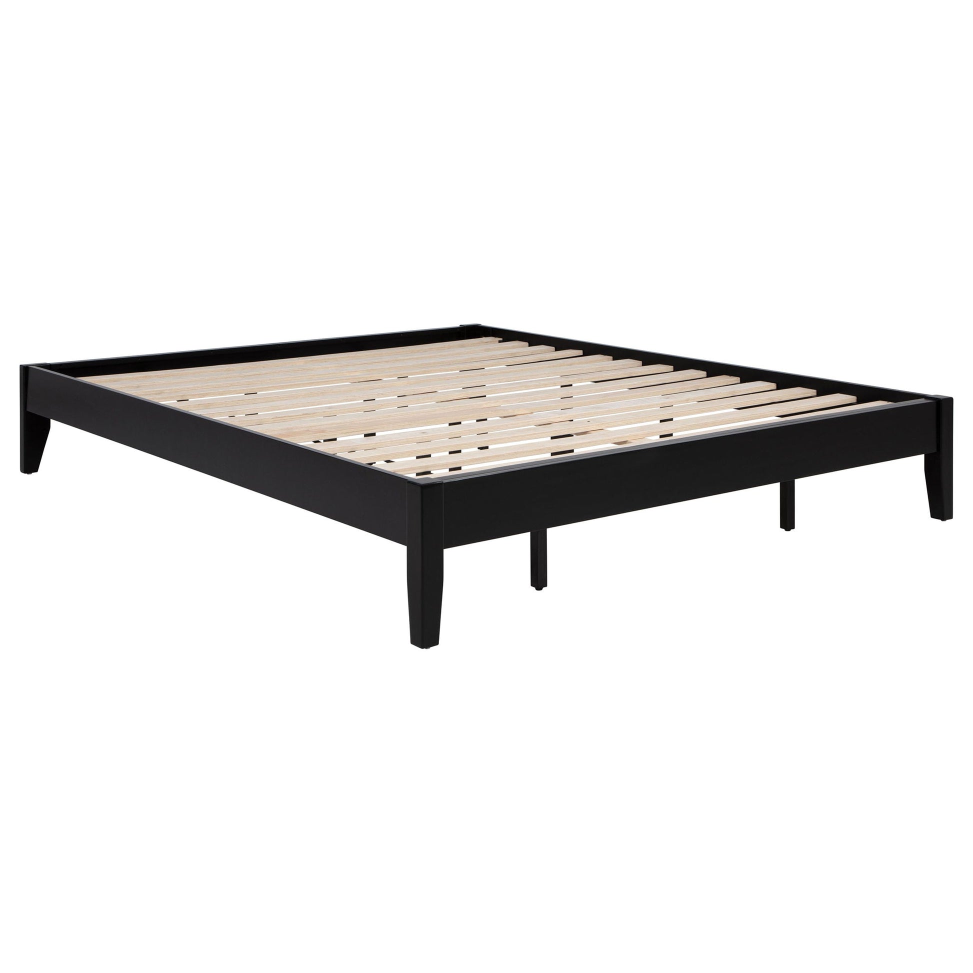 Hounslow platform bed frame in black metal with light wood slats, HouseOfZazla on Tampa Home & Garden Store