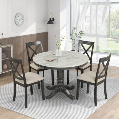 Elegant 5 Pieces Dining Table and 4 Chairs Set