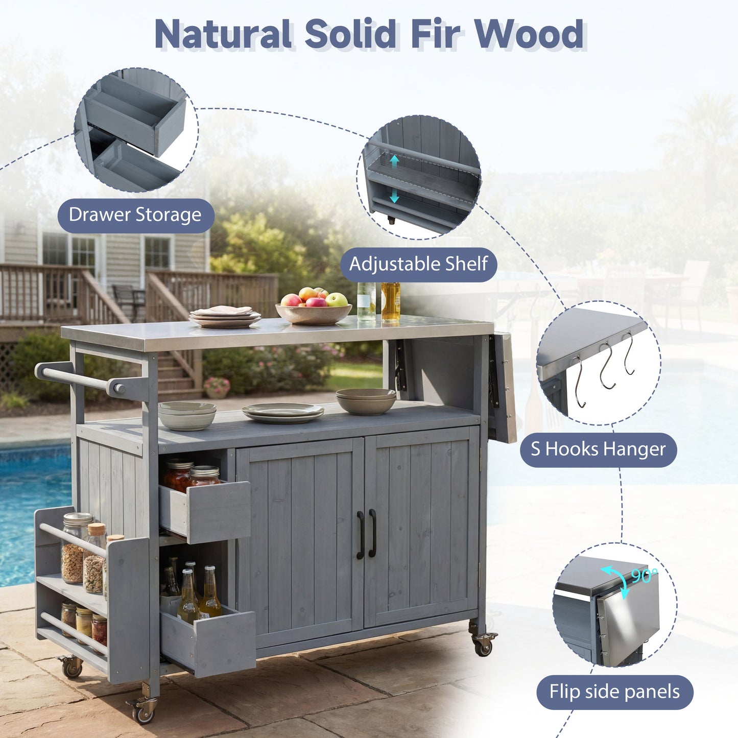 Farmhouse Rolling Outdoor Kitchen and Cart