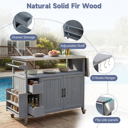 Farmhouse Rolling Outdoor Kitchen and Cart