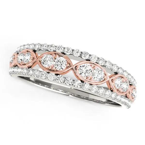 14k white and rose gold double diamond infinity design band with pave diamonds, 3/8 cttw on Tampa Home & Garden Store