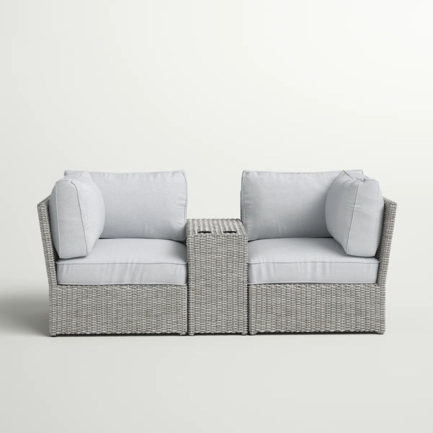 Outdoor Wicker Loveseat Set and Side Table