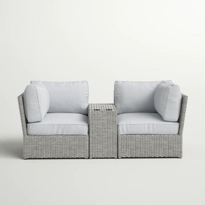Outdoor Wicker Loveseat Set and Side Table