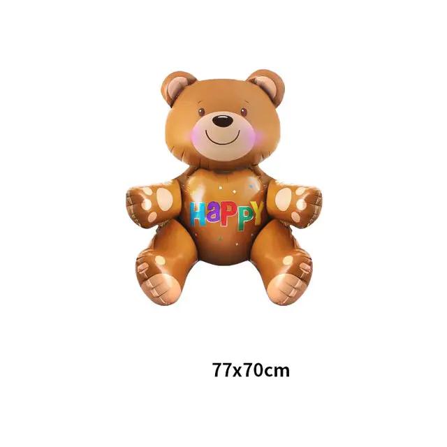 Brown teddy bear foil balloon with colorful HAPPY on its chest, 77x70cm on Tampa Home & Garden Store