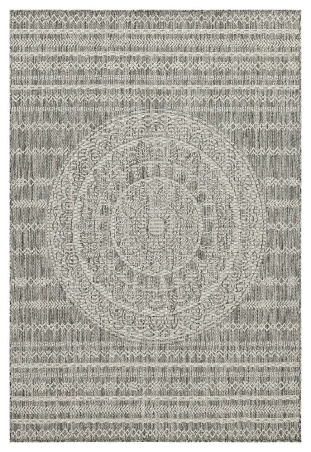 Sunshine indoor/outdoor rug gray-beige polypropylene mandala medallion Unique Piece Furniture on Tampa Home & Garden Store