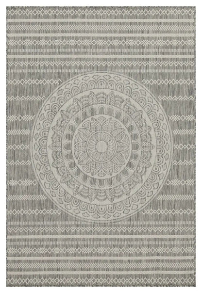 Sunshine indoor/outdoor rug gray-beige polypropylene mandala medallion Unique Piece Furniture on Tampa Home & Garden Store