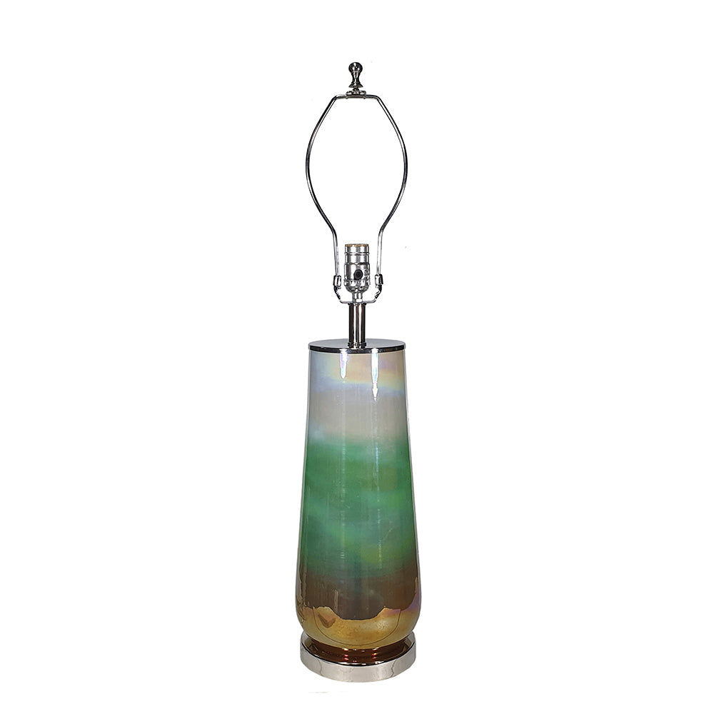 D16x30 glass table lamp by HouseOfZazla with a multicolor gradient glass base and chrome on Tampa Home & Garden Store