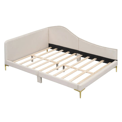 Upholstered Daybed with Headboard and Armrest