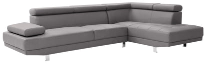 Riveredge Comfort Sectional by HouseOfZazla gray leather chaise sectional with metal legs on Tampa Home & Garden Store