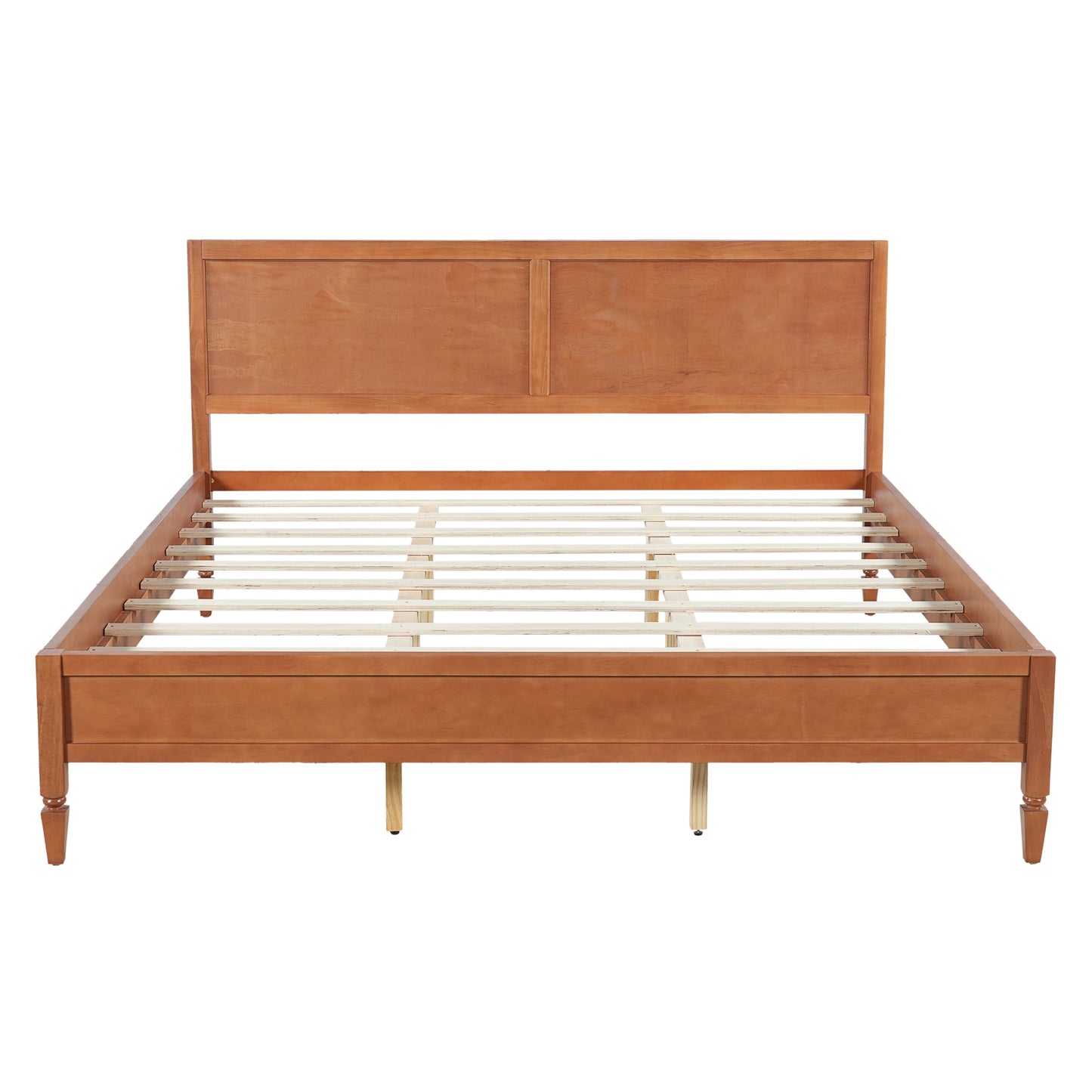 King size wood platform bed with headboard