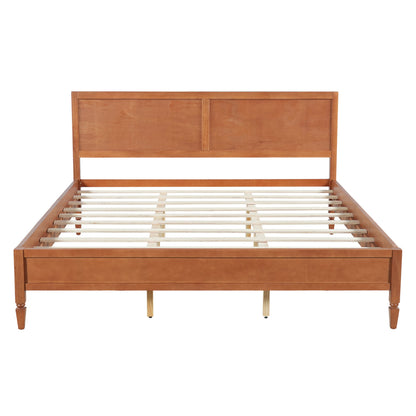 King size wood platform bed with headboard