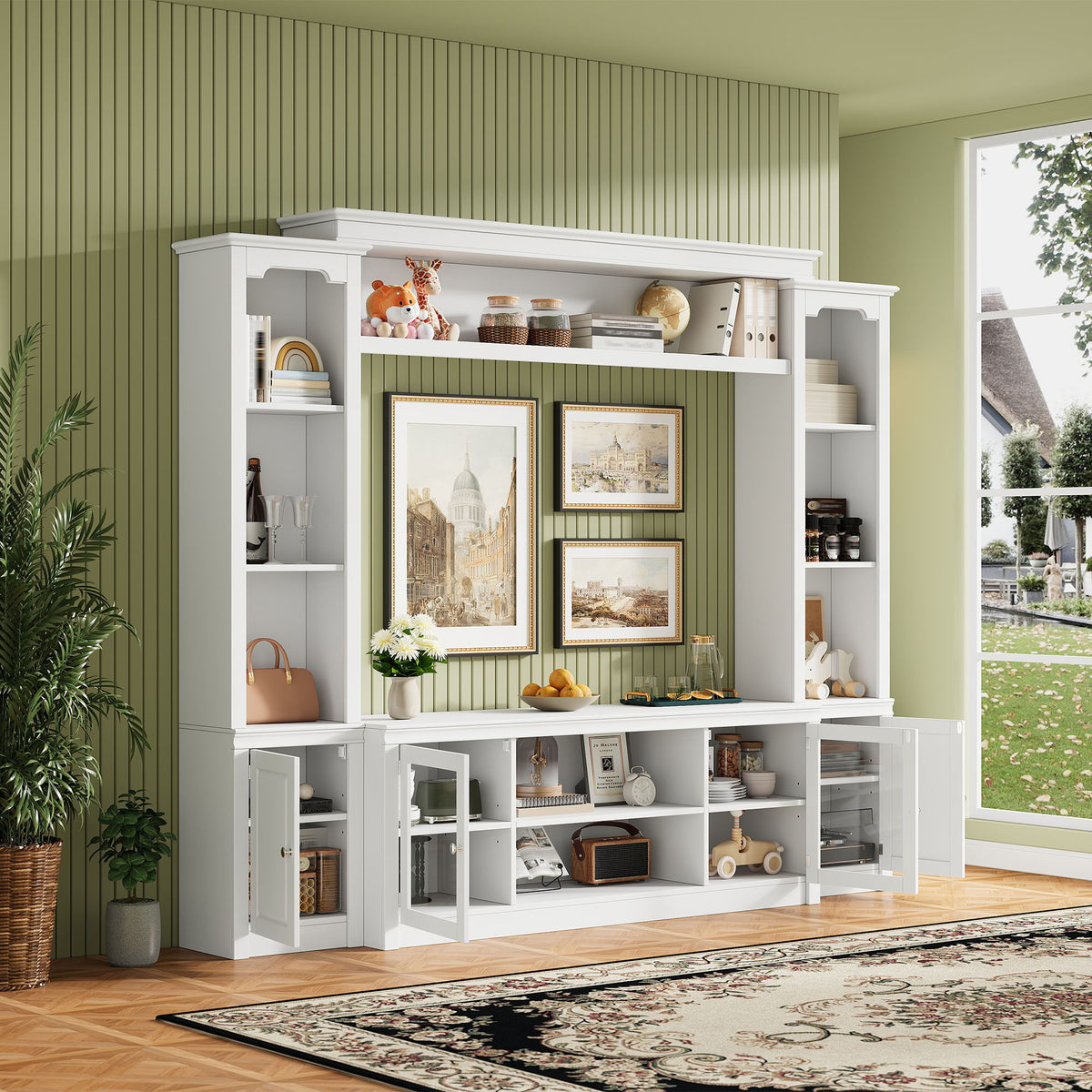 All-In-One TV Stand with Bookcase in white for TVs up to 65 by HouseOfZazla on Tampa Home & Garden Store