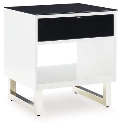 Gardoni Rectangular End Table in White and Black